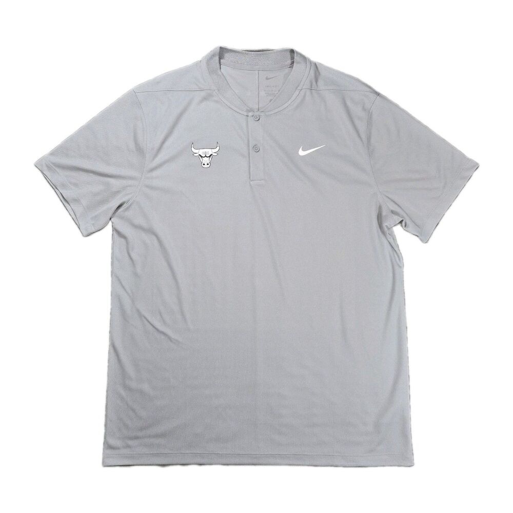 Mens Nike DriFit Victory Blade Collar Polo Shirt Chicago Bulls Large Gray